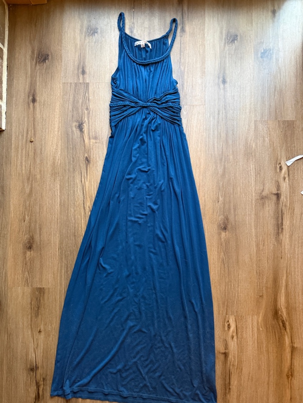 Max Studio Teal-Blue Twisted-Waist Maxi Dress